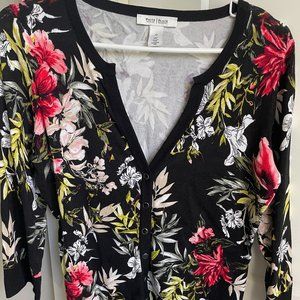 White House Black Market Floral Cardigan Sweater